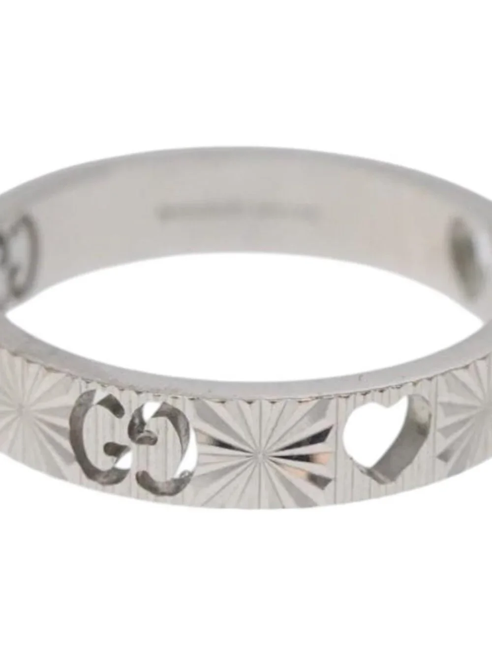 GUCCI Heart Ring K18 Silver Gold (750) 4.4g (18K) Silver Auth 117299SAM